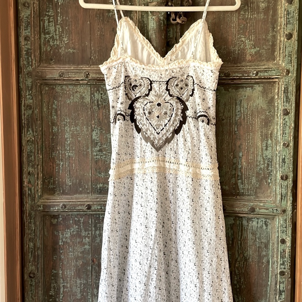 Johnny Was White Eyelet Maxi Dress with Black Embroidery - Picture 6 of 7